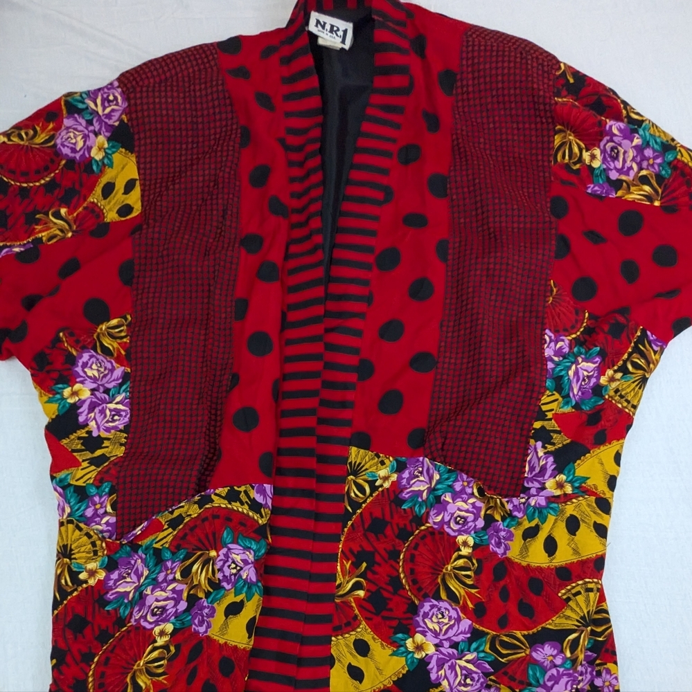 N.R.1 Vintage Bohemian Mixed Patterns Open Jacket… - image 8
